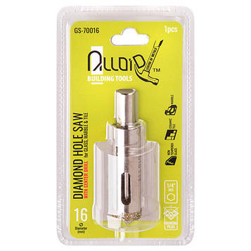 Alloid. Свердло корончасте алмазне для скла та кераміки 16 мм з центрувальним свердлом (GS-70016)