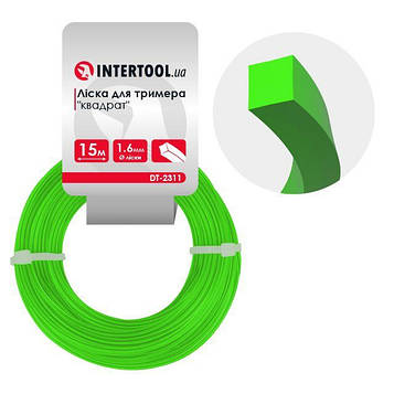 Волосінь для тримера "квадрат", 1.6 мм*15 м INTERTOOL DT-2311