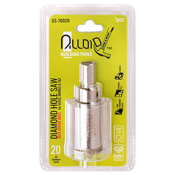 Alloid. Свердло корончасте алмазне для скла та кераміки 20 мм з центрувальним свердлом (GS-70020)