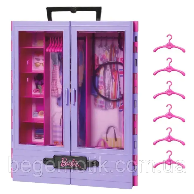 Бузкова шафа валіза для одягу гардероб для Барбі Barbie Closet HJL65