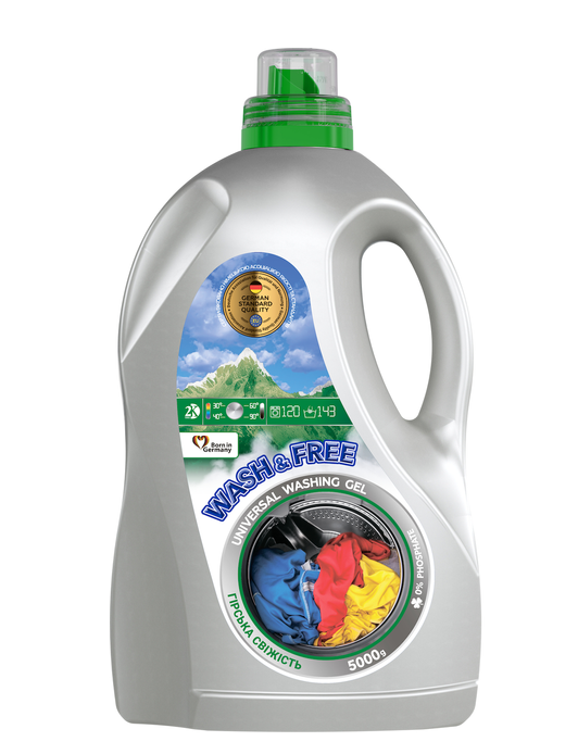 Універсальний гель для прання WASH & FREE Гірська свіжість 5 л Якість прекрасна 4262396142221