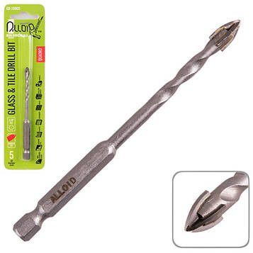 Alloid. Свердло для скла та кераміки QUADRO 5 мм, хвостовик HEX 1/4", L = 95 mm (GB-20005)