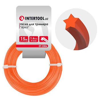 Волосінь для тримера "зірка", 1.6 мм*15 м INTERTOOL DT-2306