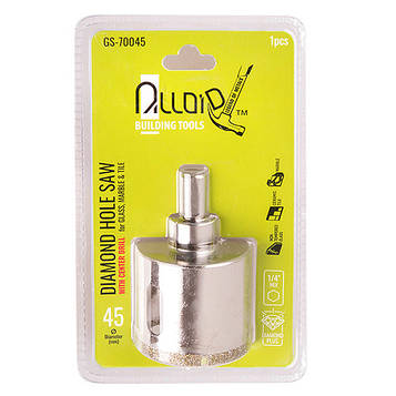 Alloid. Свердло корончасте алмазне для скла та кераміки 45 мм з центрувальним свердлом (GS-70045)