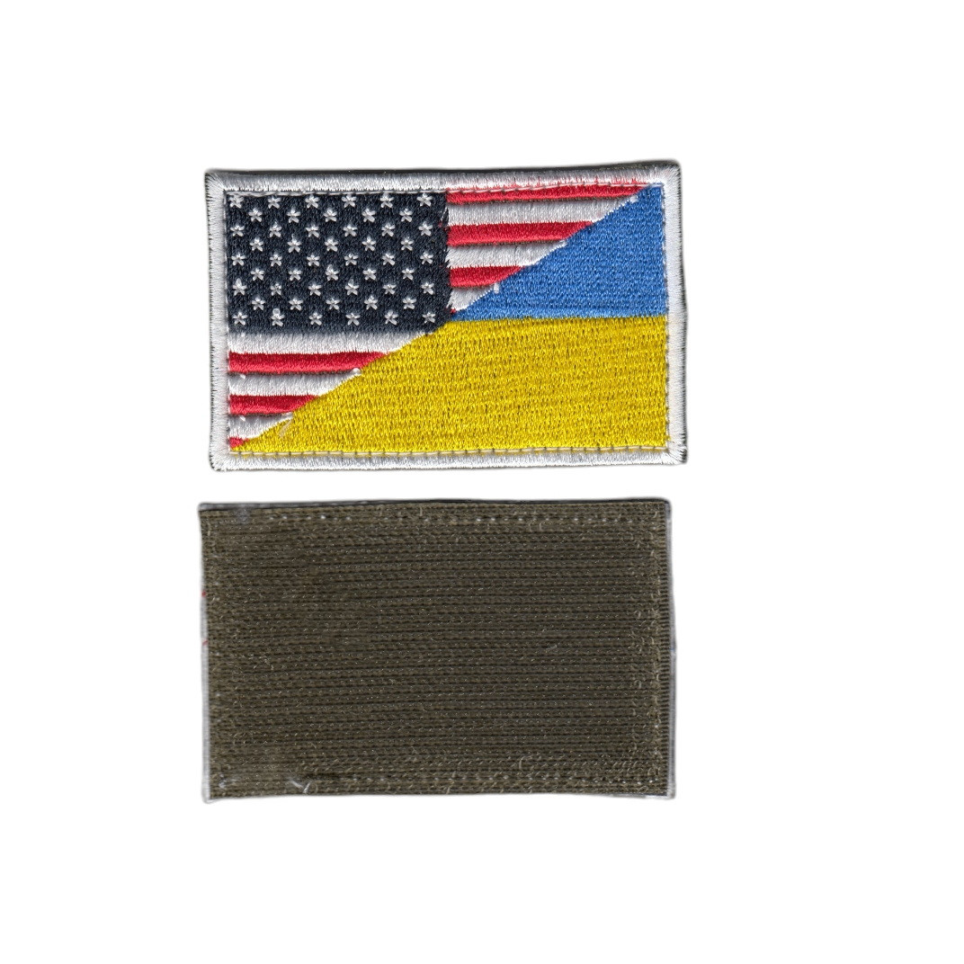 Шеврон ЗСУ, військовий / армійський, україно- американський прапор, на липучці, 5  см * 8 см, фото 1