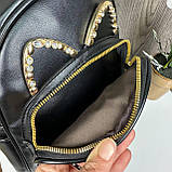 Модний дитячий міні рюкзачок з вушками і стразами для дівчаток | Підлітковий рюкзак з блискітками якісний, фото 9