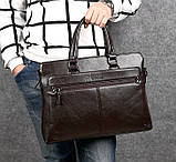 Чоловіча сумка для ноутбука екошкіра, чоловічий діловий портфель під ноутбук планшет локшина, макбук сумка-папка, фото 4