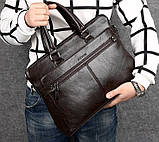 Чоловіча сумка для ноутбука екошкіра, чоловічий діловий портфель під ноутбук планшет локшина, макбук сумка-папка, фото 5