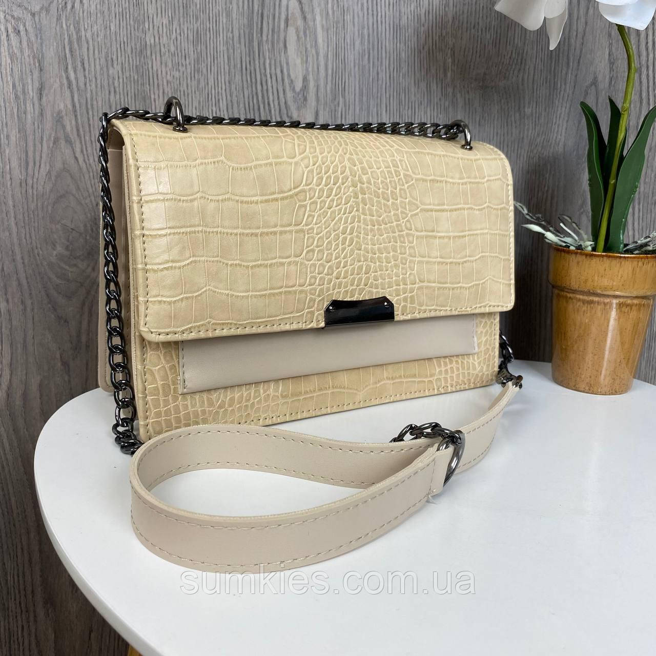 Жіноча міні сумочка клатч під рептилію, фото 1