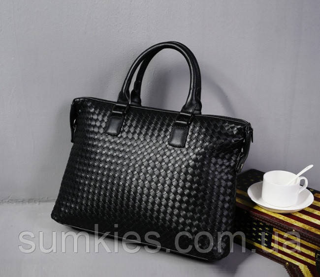 Чоловічий діловий портфель сумка для документів плетений, фото 1