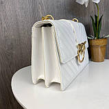 Модна жіноча міні сумочка на ланцюжку Пінко біла золотиста Pinko, фото 3