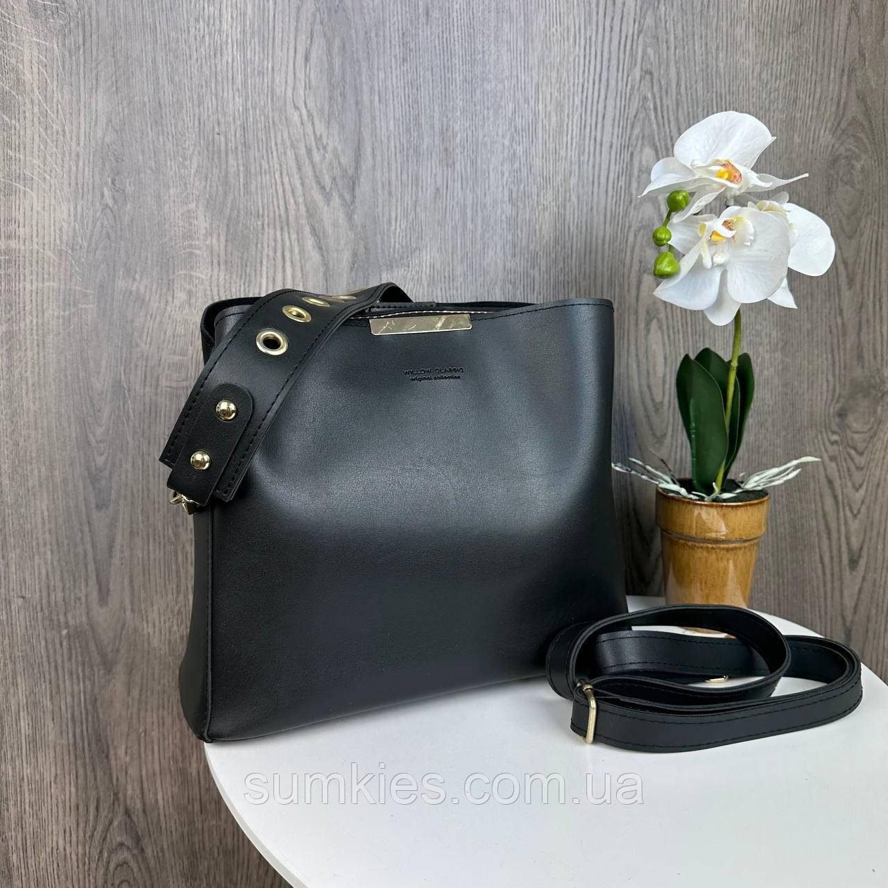 Якісна жіноча сумка на плече з екошкіри, фото 1