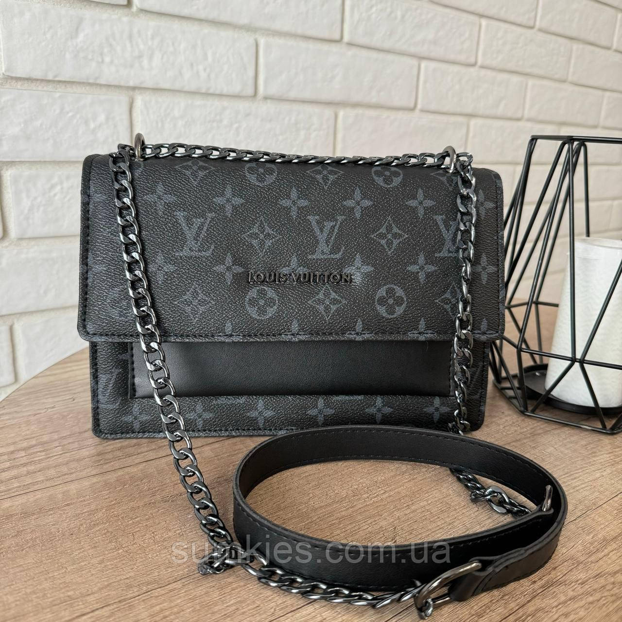 Стильна жіноча сумочка клатч на плечо, маленька сумка чорна, фото 1