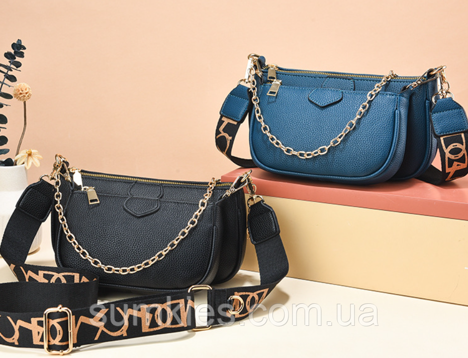 Жіноча міні сумочка клатч мульти сумка 3в1, набір сумок крос-боді через плече, фото 1