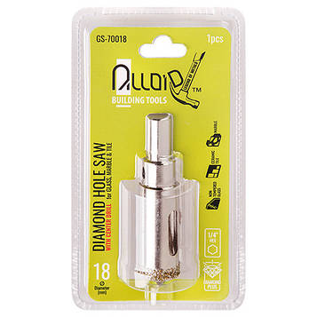 Alloid. Свердло корончасте алмазне для скла та кераміки 18 мм з центрувальним свердлом (GS-70018)