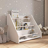 Фігурна полиця для книг на 3 секції, полички для іграшок, дитячі меблі оригінальний стелаж для книг, фото 3