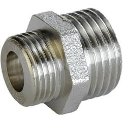 Ніпель редукційний нікельований 1/2″ЗР х 3/8″ЗР штампований під прокладку А0542-1А(нк) VA (000027538)