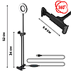 Кільцева лампа з тримачем для телефона на прищіпці від USB селфі кільце з підсвічуванням кнопкою блютуз Flexi, фото 6
