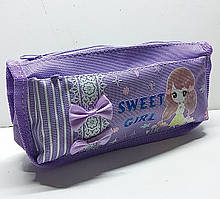 Пенал шкільний для дівчаток / шкільний пенал-косметичка / Sweet Girl бузковий