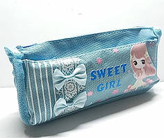 Пенал шкільний для дівчаток / шкільний пенал-косметичка / Sweet Girl блакитний