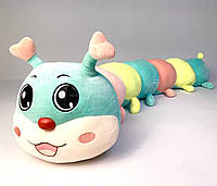 Мягкая игрушка подушка Гусеница 105 см бирюзовый/розовый/желтый (33149)