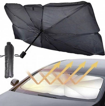 Автомобільна сонцезахисна парасолька на лобове скло Brella Shield + чехол, чорний, фото 1