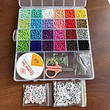 Набір бісеру в органайзері 24 кольори для плетіння браслетів прикрас рукоділля творчості (60610), фото 3