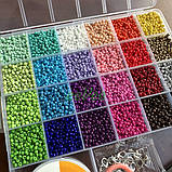 Набір бісеру в органайзері 24 кольори для плетіння браслетів прикрас рукоділля творчості (60610), фото 4