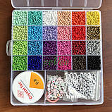 Набір бісеру в органайзері 24 кольори для плетіння браслетів прикрас рукоділля творчості (60610), фото 5