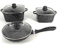 Набір каструль зі сковородою Styleberg ST-1505 6 предметів із гранітним покриттям для всіх плит