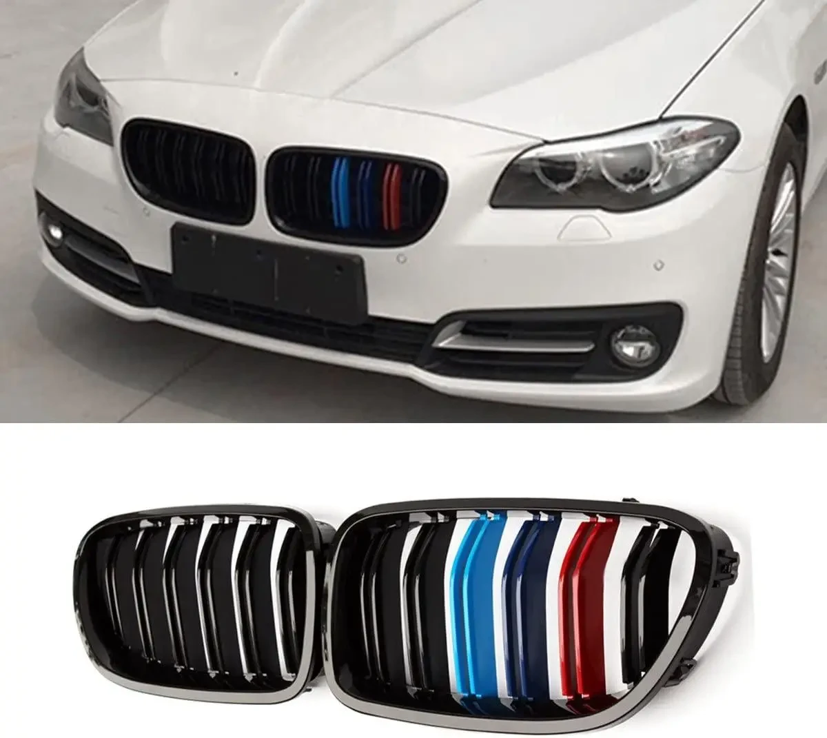 Решітки ніздрі BMW 5 f10-f11 2010-2016 стиль м5 чорний глянець. Бмв ф10 Компле, фото 1