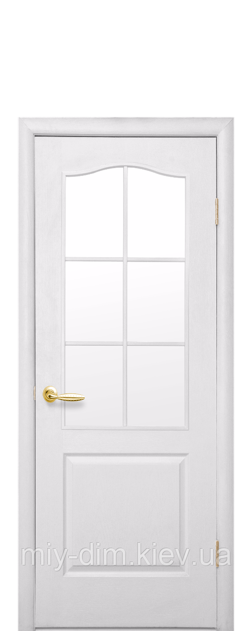 Двері МДФ Класік з арочн. рамкою 60 білі б/скла
