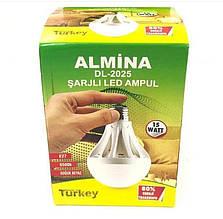 Лампа 15W акумуляторна E27 енергозберігаюча ALMINA DL 2025 вбудований акумулятор Дропшипинг YU227
