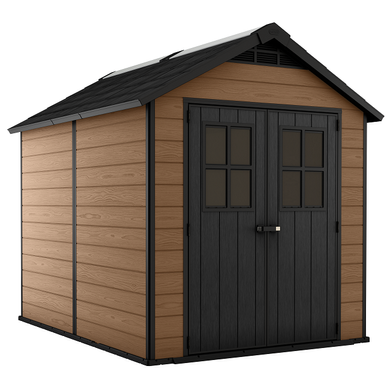 Садовий пластиковий будиночок Newton 759 (287см х 228см) коричневий 246946, фото 1