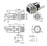 Гніздо металеве 5.5*2.1 корпусне під пайку, фото 5