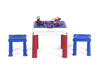 Дитячий набір 227497 Construction Play Table стіл + 2 стільця, підходить до Lego