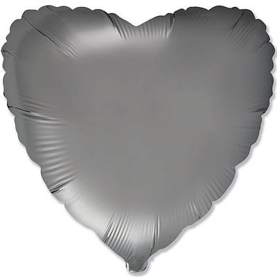 Flexmetal 18" Серце сатин сіра сталь Steel grey Фольгований шар