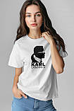 Футболка унісекс з принтом   KARL LAGERFELD біла, фото 2