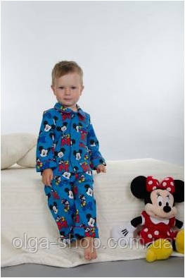 Піжама дитяча тепла байкова для хлопчика зимова бавовна Wiktoria W 166, фото 1
