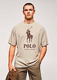 Футболка унісекс з принтом POLO бежева, фото 2