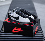Кросівки чоловічі білі з чорним 41 43 44 45 Nike Cortez Black Gray, фото 3