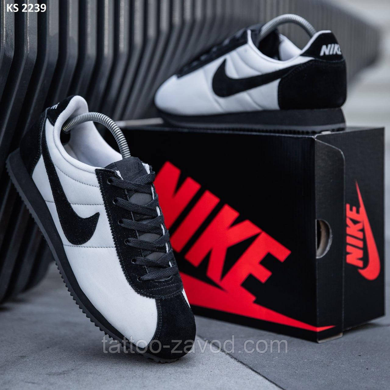 Кросівки чоловічі білі з чорним 41 43 44 45 Nike Cortez Black Gray, фото 1