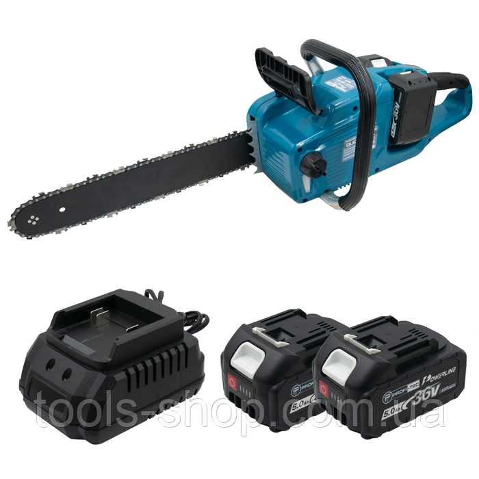 Акумуляторна ланцюгова пилка PROFI-TEC DUC355BL POWERLine: з АКБ 36V 2 х 5.0 Aч + ЗУ, шина 40 см VSE