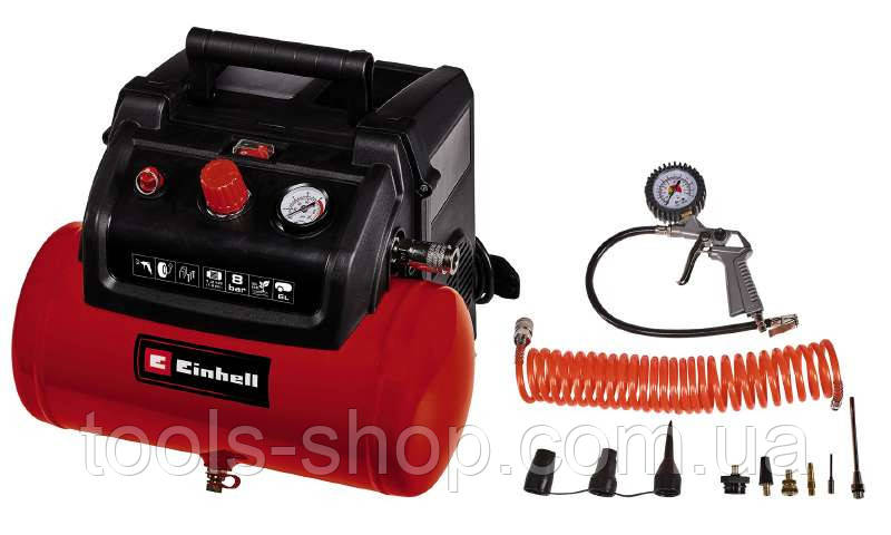 Компресор повітрянний 8 бар, 6л, 190л/мин. Einhell TC-AC 190/6/8 OF Set VSE, фото 1