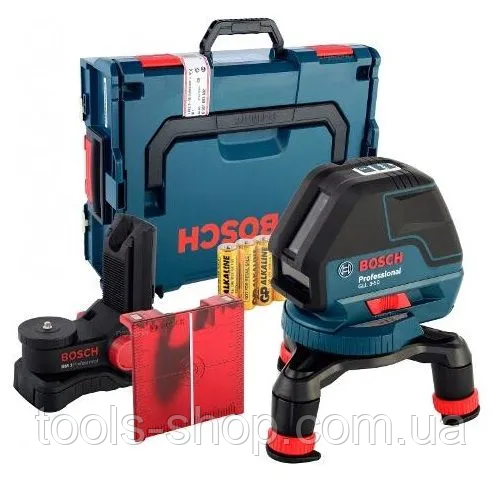 Професійний лазерний нівелір Bosch GLL 3-50 + BM1 + L-BOXX (0601063802) : 4 батареї 1,5 В LR6, вага 0.94 кг, кейс VSE, фото 1