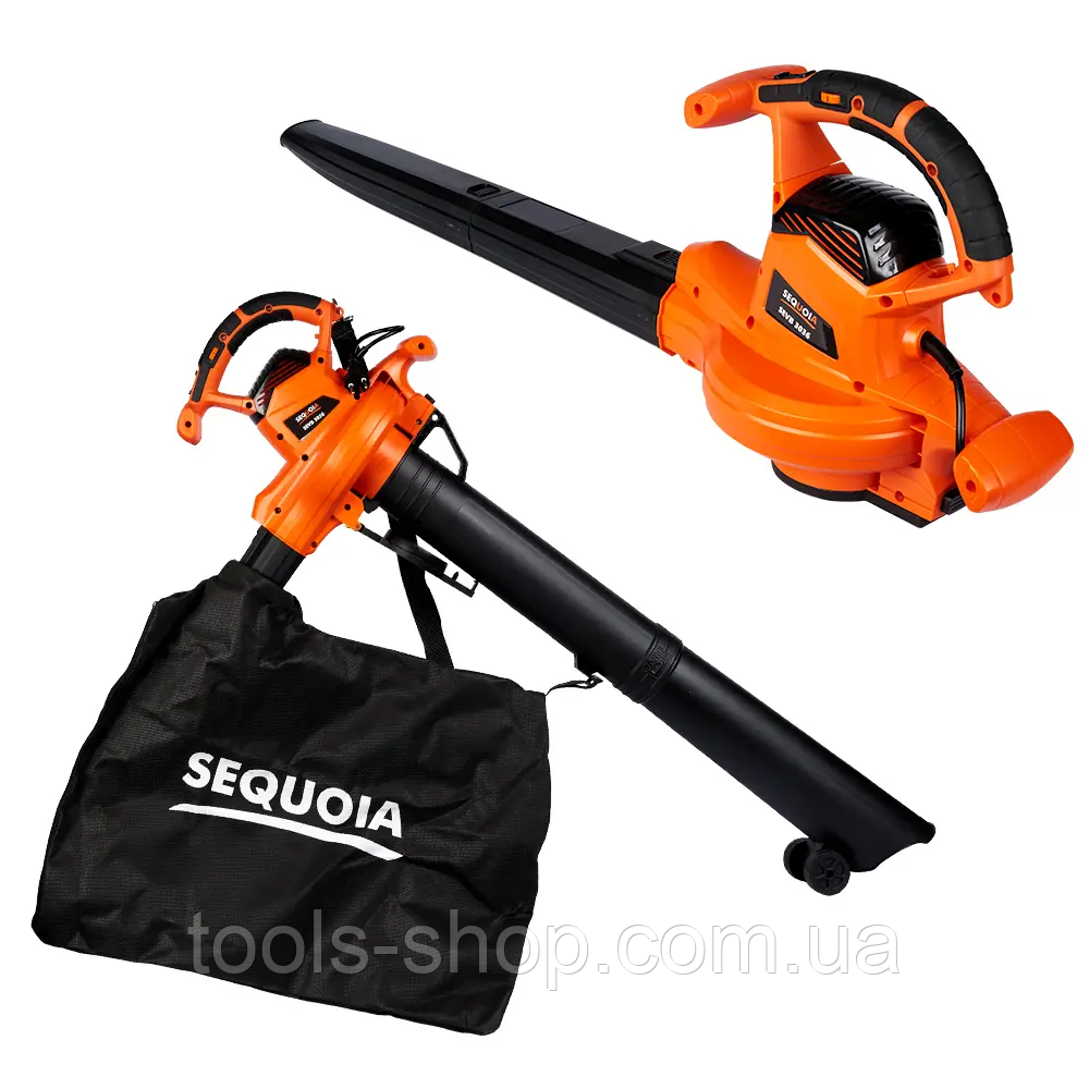 Електричний садовий порохотяг-повітродув SEQUOIA SEVB3036 : 3000Вт, мішок 40л, 360 км/год, 780 куб.м/г, щітковий VSE