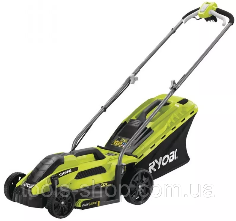 Потужна газонокосарка електрична Ryobi RLM13E33S : 1300 Вт, ширина захоплення 33 см, несамохідна косарка VSE