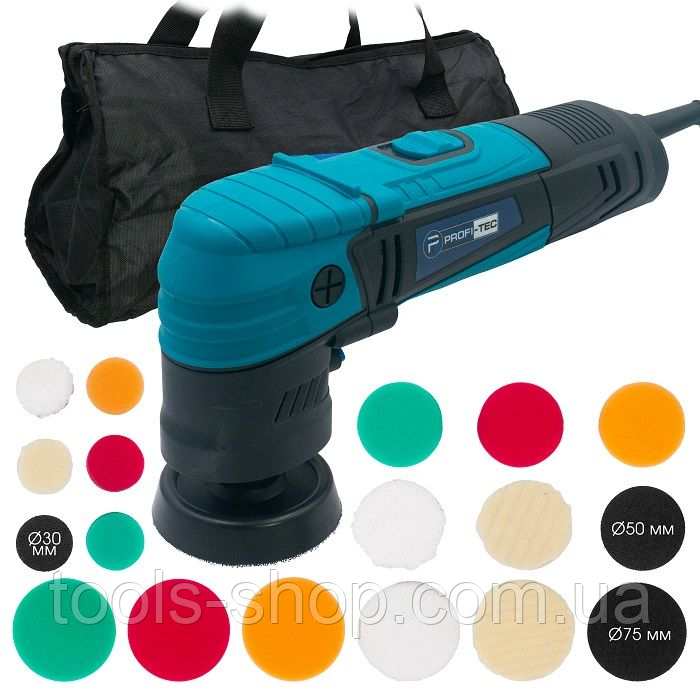 Полірувальна роторна машина PROFI-TEC PPM-607SR SET 600 Вт диски 30/50/75 мм, фото 1