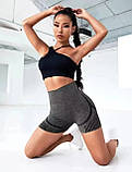 Жіночі шорти з ефектом пуш-ап з високою талією, сірі велосипедки, шортики жіночі для спорту з push up S/M, фото 2