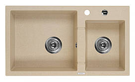 Мийка 2-камерна без полиці Deante PIVA, пісочний граніт, 780х440х180 мм